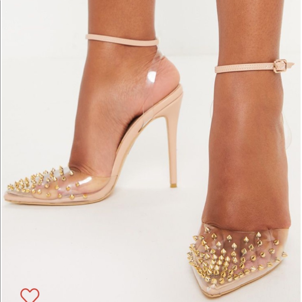 Nude Studded Clear Court